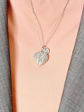 Guardian Angel Heart Pendant Necklace, Silver Angel Wings Charm with Personalized Initial Jewelry, N7430
