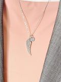 Guardian Angel Pendant Necklace, Silver Angel Wings Charm with Personalized Initial Jewelry, N7431