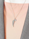 Guardian Angel Pendant Necklace, Silver Angel Wings Charm with Personalized Initial Jewelry, N7431
