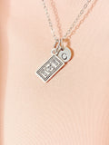 Money Bills Necklace, Silver Dollars Bill Sign Charm with Personalized Initial Jewelry, N7434