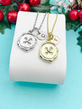Button Necklace, Silver or Gold Button Charm with Personalized Initial Jewelry, N7433