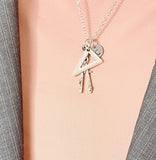 Architect Compass Necklace, Silver Architect Compass Charm with Personalized Initial Jewelry, N7438
