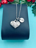 Mother of the Bride Heart Silver Necklace, Personalized Initial Jewelry, N7438