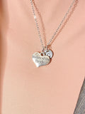 Mother of the Bride Heart Silver Necklace, Personalized Initial Jewelry, N7438