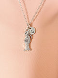 Santa Muerte Silver Necklace, Holy Death, Saint Death, Personalized Initial Jewelry, N7440