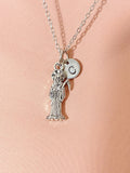 Santa Muerte Silver Necklace, Holy Death, Saint Death, Personalized Initial Jewelry, N7440