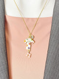 Gold Kimono Yukata Geta Necklace, Japanese Charm Personalized Initial Jewelry, N7441