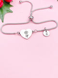 Marigold Flower Heart Charm Silver or Gold Bracelet – Dainty Floral Gift Jewelry, D629