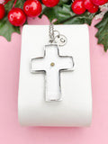 Real Mustard Seed Cross Necklace, Personalized Jewelry, None Tarnish Stainless Steel, N7445