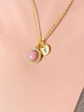 Gold Rhodochrosite Necklace, Natural Rhodochrosite Gemstone Jewelry, GN7410