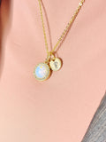 Gold Opalite Necklace, Synthetic Opalite Gemstone Jewelry, GN7411