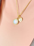 Gold Opalite Necklace, Synthetic Opalite Gemstone Jewelry, GN7411