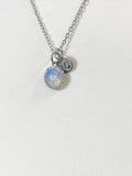 Silver Opalite Necklace, Synthetic Opalite Gemstone Jewelry, SN7411
