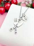 Silver Knife and Fork Charm Necklace, N7417