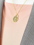 Gold First Holy Communion Necklace, Chalice & Host Pendant, Personalized Initial Charm, Religious Gift for Girls, N7451