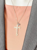 Silver Crucifix Necklace, Cross Pendant, Personalized Initial Charm, Christian Jewelry Gift, N7452