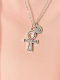 Silver Ankh Necklace, Egyptian Life Symbol Pendant, Personalized Meaningful Jewelry Gift, N7456