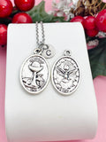 Silver Communion Necklace, Chalice Pendant with Holy Spirit Medal, Personalized Religious Jewelry Gift, N74578