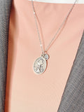 Silver Communion Necklace, Chalice Pendant with Holy Spirit Medal, Personalized Religious Jewelry Gift, N74578