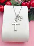 Silver Ankh Necklace, Egyptian Life Symbol Pendant, Personalized Meaningful Jewelry, N7459