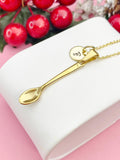 Gold Spoon Necklace, Spoon Pendant, Personalized Food Lovers Bakers Cooks Chef Gift, Cooking Gift, Everyday Wear, N7464