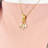 Gold Shooting Star Necklace, Gemstone Star Trail Pendant, Personalized Wishes Hope Bright Moments Celestial Jewelry Gift, 4131