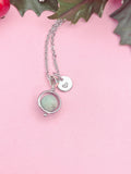 Natural Green Spot Jasper Spinner Silver Necklace, Personalized Everyday Wear Jewelry, N7466