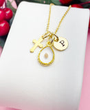 Real Mustard Seed Teardrop Cross Necklace, Hope Courage New Beginnings Jewelry Gift, N7469