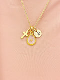Real Mustard Seed Teardrop Cross Necklace, Hope Courage New Beginnings Jewelry Gift, N7469