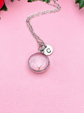 Real Dandelion Two Seed Necklace, Personalized Initial Charm, Wish Symbol Jewelry Gift, Tarnish Resistant Stainless Steel, N7476