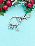 Goat with Rx Charm Keychain, Initial Charm, Farmer Vet Gift, K1320