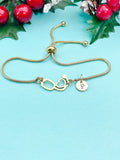 Stethoscope Heart Bracelet, Personalized Initial Charm, Medical Gift, Tarnish Resistant Bracelet, B5626