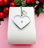 Real Mustard Seed heart Pendant Necklace, Personalized Faith Jewelry, Tarnish Resistant Stainless Steel, 7447