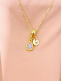Real Forget Me Not Necklace, Blue Flower Resin Teardrop Pendant, Personalized Heart Charm, Nature Jewelry Gift for Herr, N7482