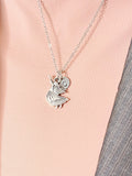 Angel Pendant Necklace, Silver Wing Charm with Personalized Initial Jewelry, N7418