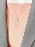 Angel Wing Pendant Necklace, Silver Wing Charm with Personalized Initial Jewelry, N7419