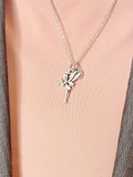 Angel Fairy Pendant Necklace, Silver Fairy Charm with Personalized Initial Jewelry, N7420