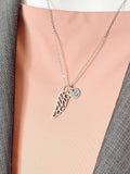 Guardian Angel Necklace, Silver Guardian Angel Wings Charm with Personalized Initial Jewelry, N7422
