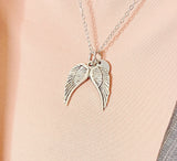 Guardian Angel Pendant Necklace, Silver Wings Charm with Personalized Initial Jewelry, N7425