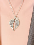 Guardian Angel Pendant Necklace, Silver Heart with Wings Charm with Personalized Initial Jewelry, N7426