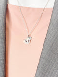 Button Necklace, Silver Button Charm with Personalized Initial Jewelry, N7433
