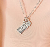 Money Bills Necklace, Silver Dollars Bill Sign Charm with Personalized Initial Jewelry, N7434