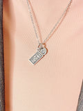 Money Bills Necklace, Silver Dollars Bill Sign Charm with Personalized Initial Jewelry, N7434