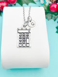 Calculator Necklace, Silver Calculator Charm with Personalized Initial Jewelry, N7437