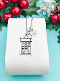 Calculator Necklace, Silver Calculator Charm with Personalized Initial Jewelry, N7437