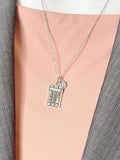 Calculator Necklace, Silver Calculator Charm with Personalized Initial Jewelry, N7437