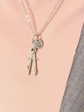 Architect Compass Necklace, Silver Architect Compass Charm with Personalized Initial Jewelry, N2265