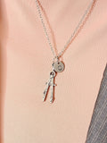 Architect Compass Necklace, Silver Architect Compass Charm with Personalized Initial Jewelry, N2265