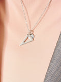 Protractor Triangle Necklace, Silver Triangle Charm with Personalized Initial Jewelry, AN7438