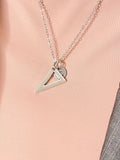 Protractor Triangle Necklace, Silver Triangle Charm with Personalized Initial Jewelry, AN7438